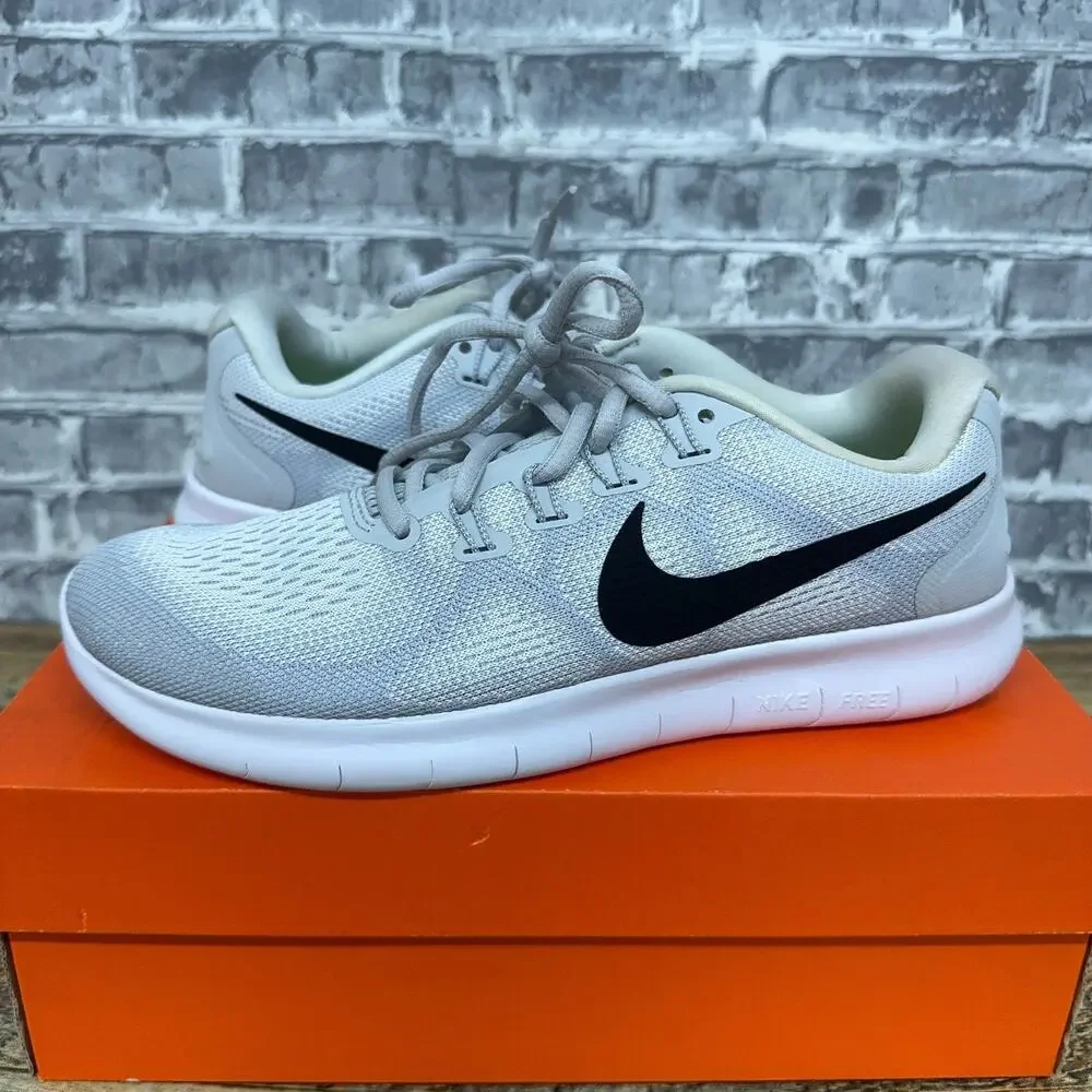 Nike Free RN 2017 White Black Pure Platinum Running 880840-101 Womens Size 8 New